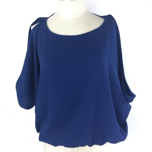 Iz Byer Cold Shoulder Navy Blue Top Sz Medium - Picture 1 of 8